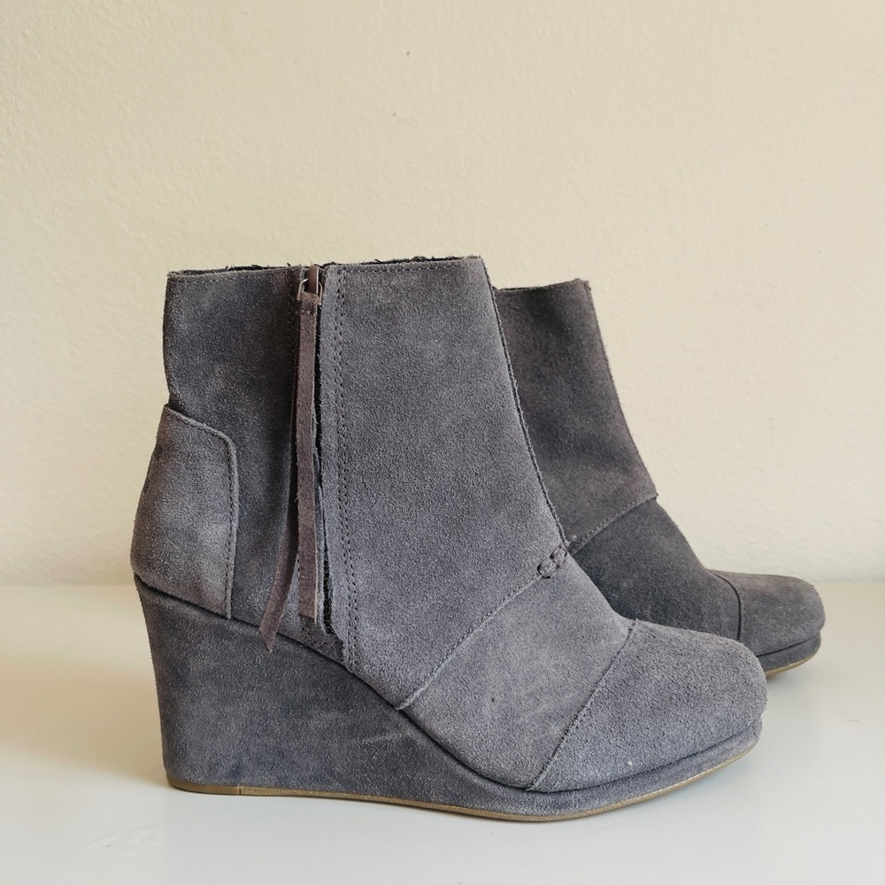 Toms Gray Wedge Booties